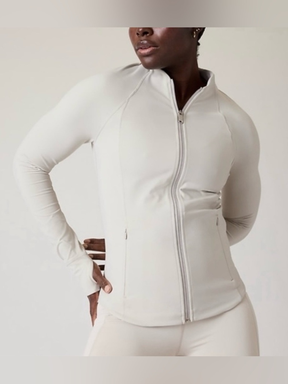 Athleta NWT Salutation Light Beige Full-Zip Performance Jacket Size L